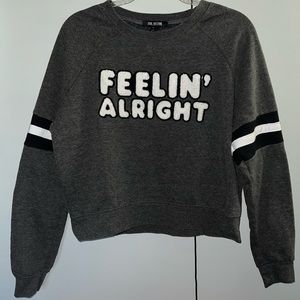 “Feelin’ Alright” Stitched Sweatshirt 🖤🤍🕸️